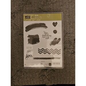 Stampin' Up "Work Of Art" Cling Stamp Set 134114 Brush Strokes Sentiments‎